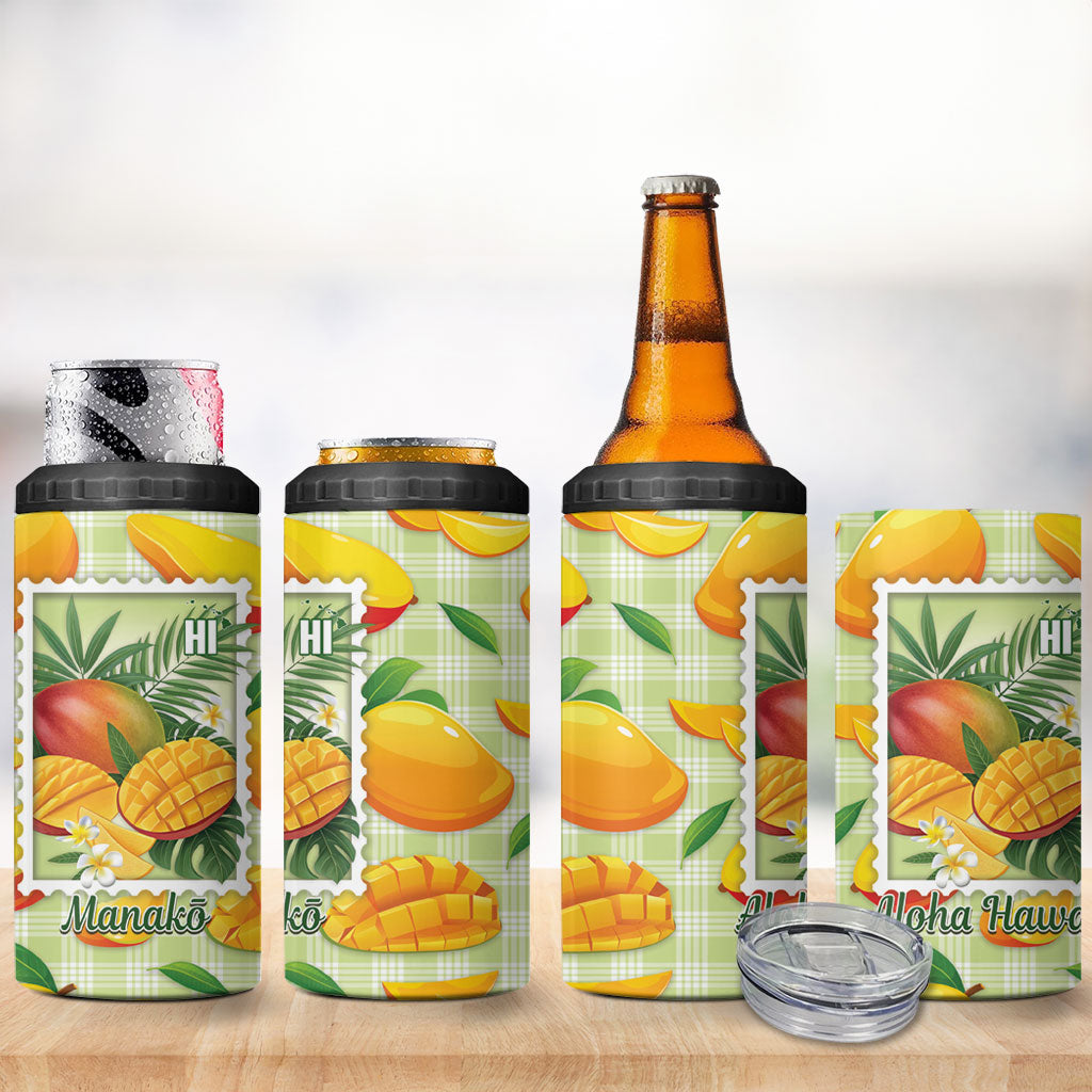 Aloha Hawaii Manako Palaka Motifs 4 in 1 Can Cooler Tumbler Hawaiian Mango Stylized Stamp LT14 - Polynesian Pride