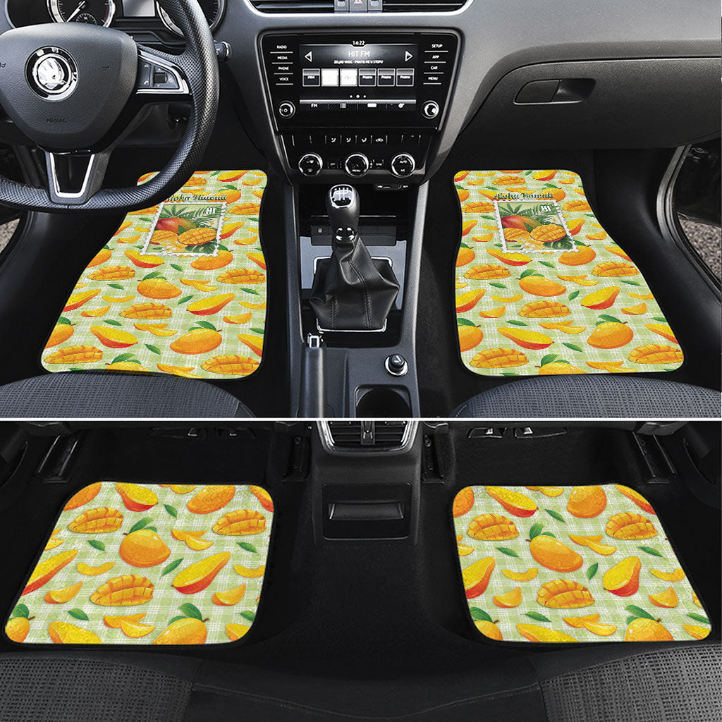 Aloha Hawaii Manako Palaka Motifs Car Mats Hawaiian Mango Stylized Stamp LT14 Set 4pcs Yellow - Polynesian Pride