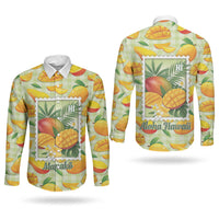 Aloha Hawaii Manako Palaka Motifs Couples Matching Mermaid Dress and Long Sleeve Button Shirt Hawaiian Mango Stylized Stamp LT14 - Polynesian Pride