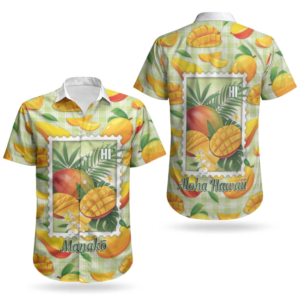 Aloha Hawaii Manako Palaka Motifs Couples Matching Summer Maxi Dress and Hawaiian Shirt Hawaiian Mango Stylized Stamp LT14 - Polynesian Pride