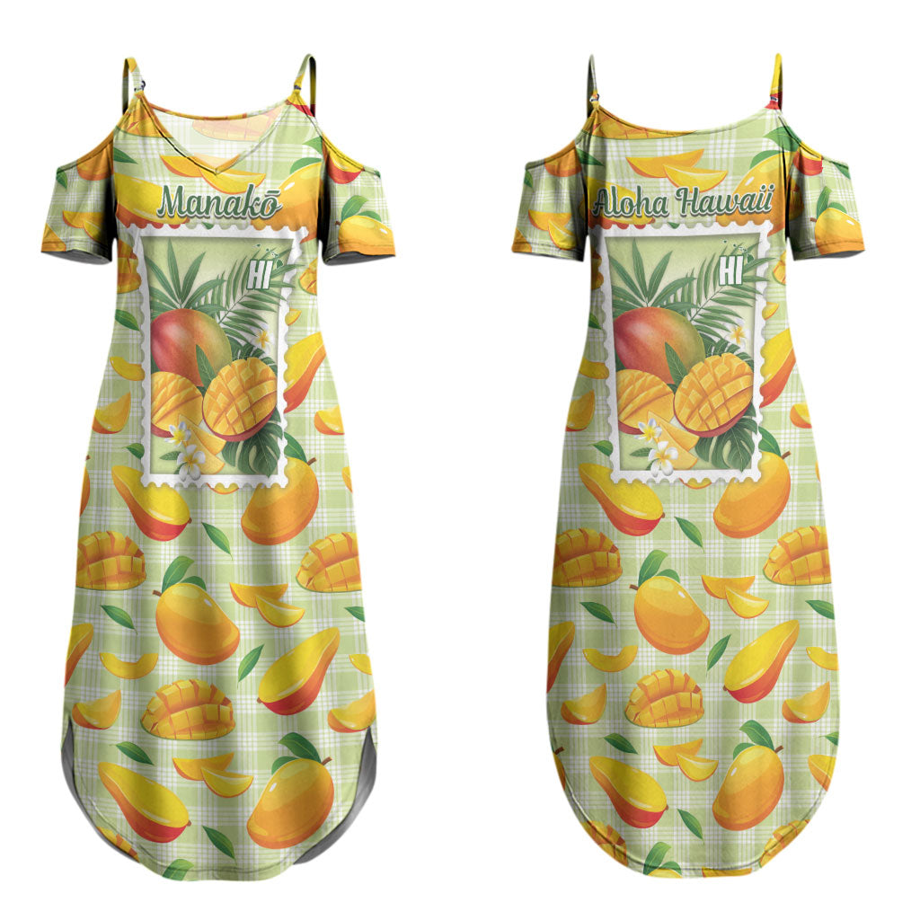 Aloha Hawaii Manako Palaka Motifs Couples Matching Summer Maxi Dress and Long Sleeve Button Shirt Hawaiian Mango Stylized Stamp LT14 - Polynesian Pride