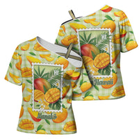 Aloha Hawaii Manako Palaka Motifs Cross Shoulder Shirt Hawaiian Mango Stylized Stamp LT14 - Polynesian Pride