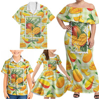 Aloha Hawaii Manako Palaka Motifs Family Matching Off Shoulder Maxi Dress and Hawaiian Shirt Hawaiian Mango Stylized Stamp LT14 - Polynesian Pride