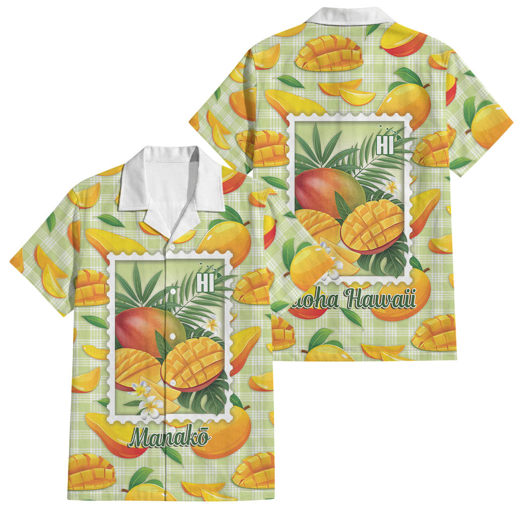 Aloha Hawaii Manako Palaka Motifs Family Matching Off Shoulder Maxi Dress and Hawaiian Shirt Hawaiian Mango Stylized Stamp LT14 Dad's Shirt - Short Sleeve Yellow - Polynesian Pride