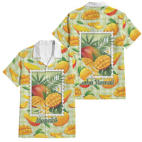 Aloha Hawaii Manako Palaka Motifs Family Matching Off Shoulder Maxi Dress and Hawaiian Shirt Hawaiian Mango Stylized Stamp LT14 Dad's Shirt - Short Sleeve Yellow - Polynesian Pride