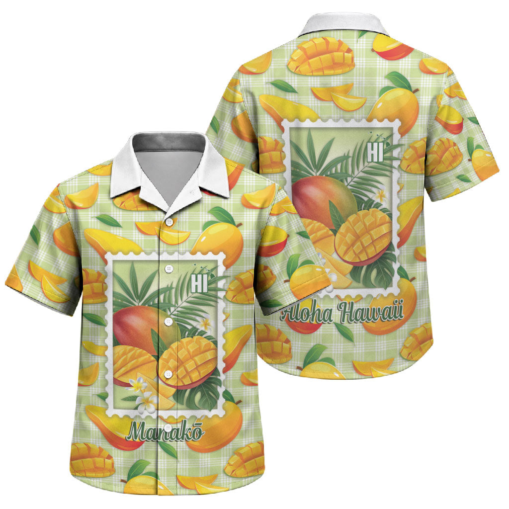 Aloha Hawaii Manako Palaka Motifs Family Matching Off Shoulder Maxi Dress and Hawaiian Shirt Hawaiian Mango Stylized Stamp LT14 Son's Shirt Yellow - Polynesian Pride