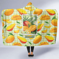 Aloha Hawaii Manako Palaka Motifs Hooded Blanket Hawaiian Mango Stylized Stamp LT14 One Size Yellow - Polynesian Pride