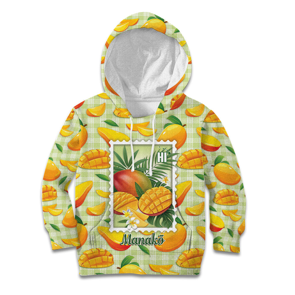 Aloha Hawaii Manako Palaka Motifs Kid Hoodie Hawaiian Mango Stylized Stamp LT14 Hoodie Yellow - Polynesian Pride