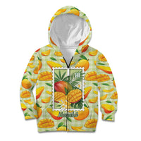 Aloha Hawaii Manako Palaka Motifs Kid Hoodie Hawaiian Mango Stylized Stamp LT14 Zip Hoodie Yellow - Polynesian Pride