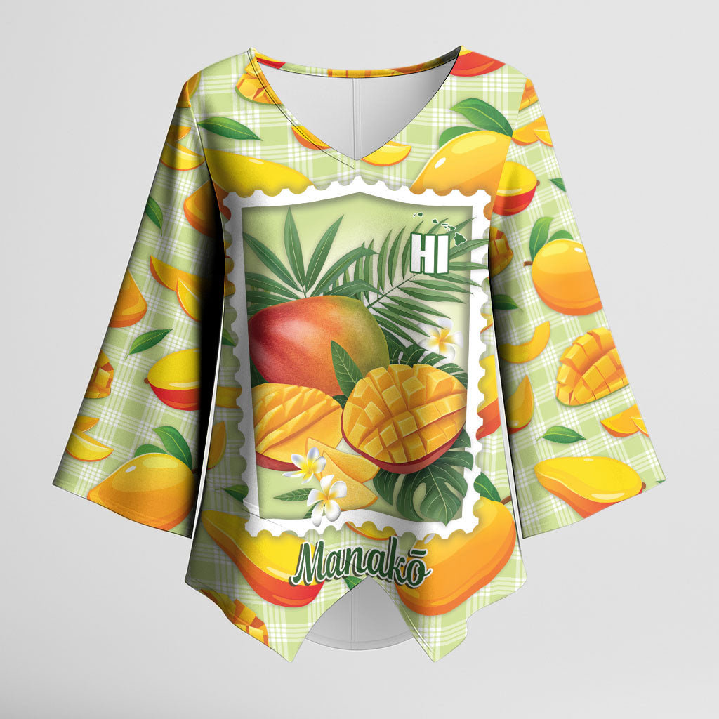 Aloha Hawaii Manako Palaka Motifs Kimono Sleeve Blouse Hawaiian Mango Stylized Stamp LT14 Female Yellow - Polynesian Pride