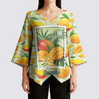 Aloha Hawaii Manako Palaka Motifs Kimono Sleeve Blouse Hawaiian Mango Stylized Stamp LT14 - Polynesian Pride
