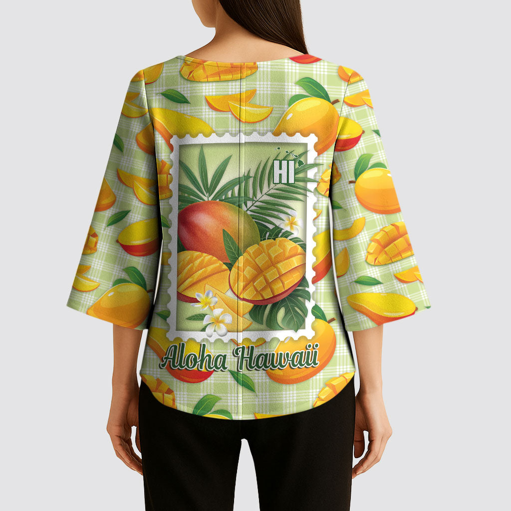 Aloha Hawaii Manako Palaka Motifs Kimono Sleeve Blouse Hawaiian Mango Stylized Stamp LT14 - Polynesian Pride