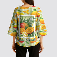 Aloha Hawaii Manako Palaka Motifs Kimono Sleeve Blouse Hawaiian Mango Stylized Stamp LT14 - Polynesian Pride