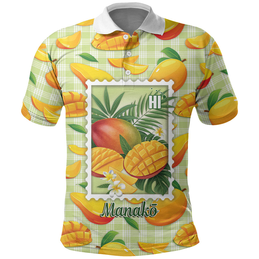 Aloha Hawaii Manako Palaka Motifs Polo Shirt Hawaiian Mango Stylized Stamp LT14 Yellow - Polynesian Pride
