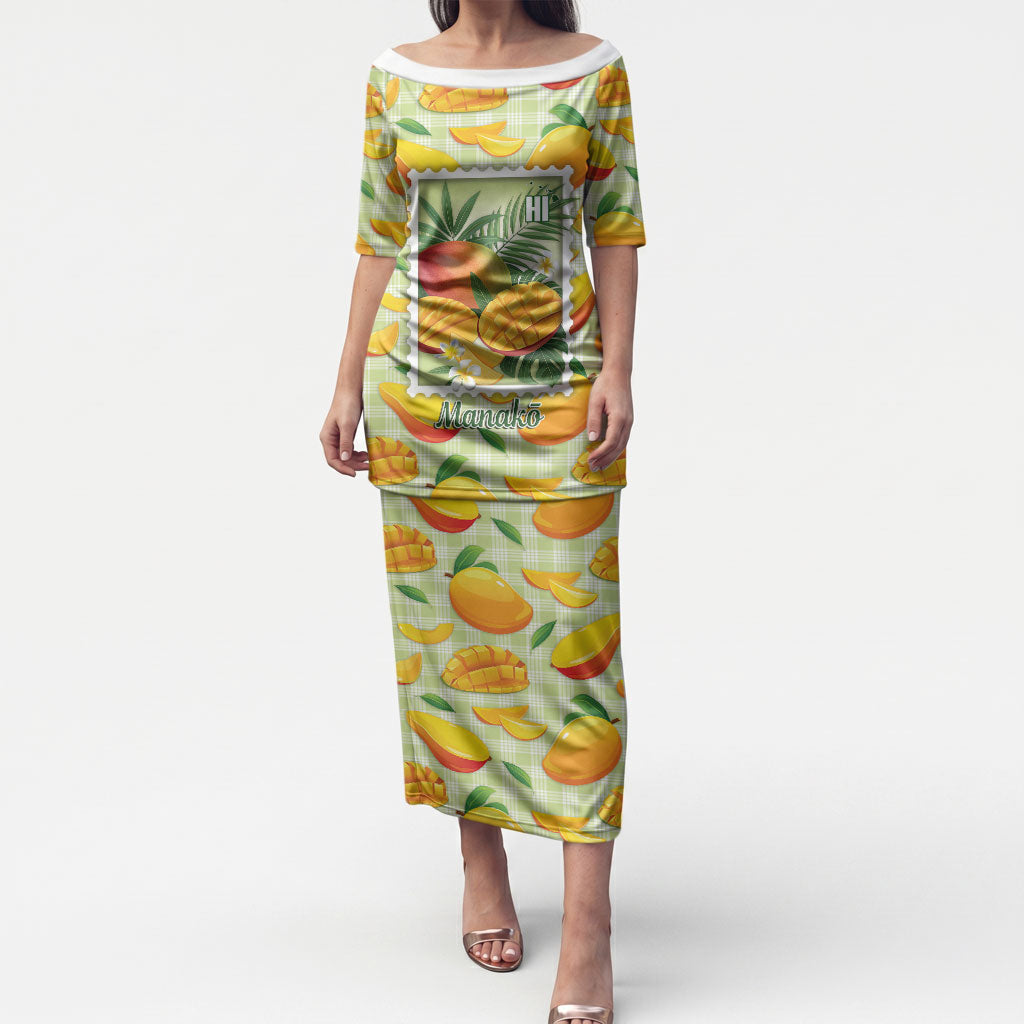Aloha Hawaii Manako Palaka Motifs Puletasi Hawaiian Mango Stylized Stamp LT14 Long Dress Yellow - Polynesian Pride