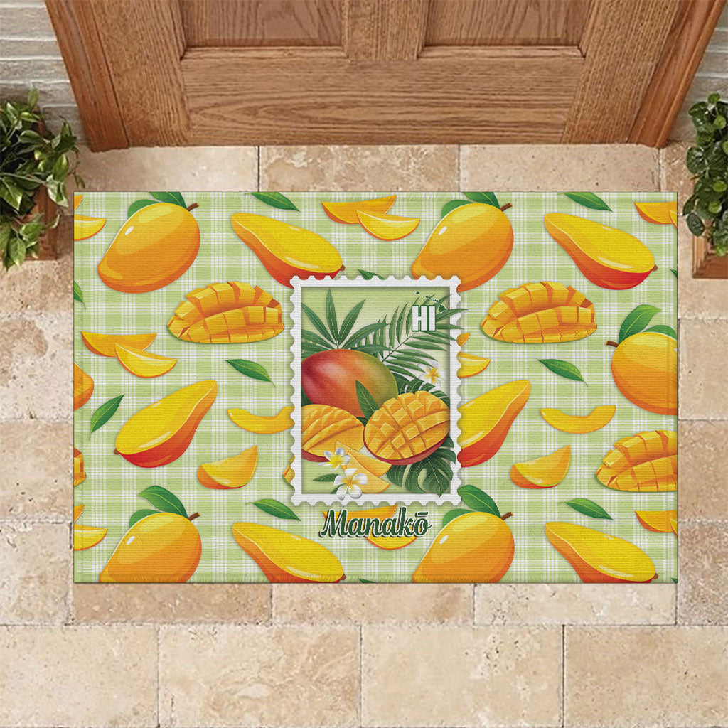 Aloha Hawaii Manako Palaka Motifs Rubber Doormat Hawaiian Mango Stylized Stamp LT14 Yellow - Polynesian Pride