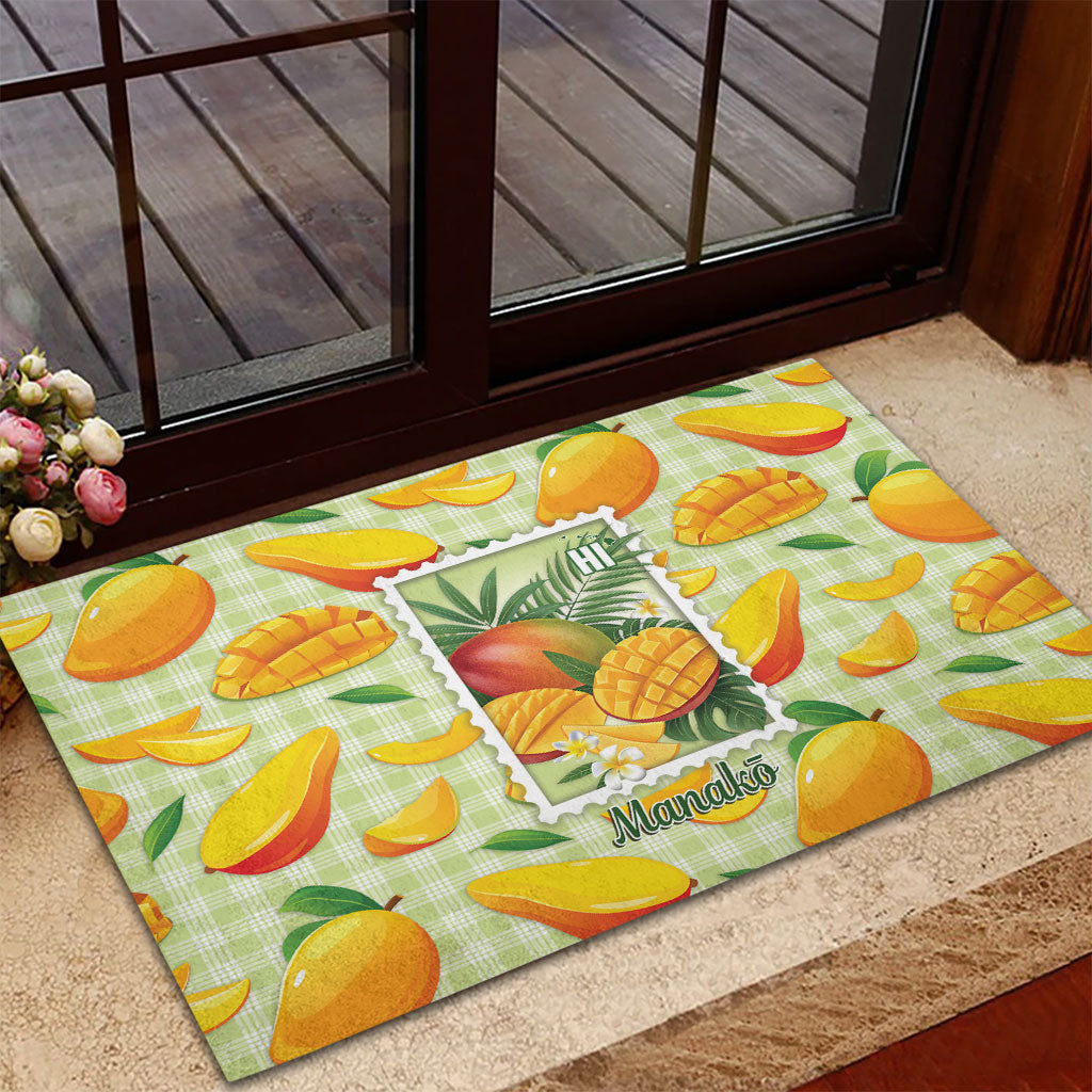 Aloha Hawaii Manako Palaka Motifs Rubber Doormat Hawaiian Mango Stylized Stamp LT14 - Polynesian Pride