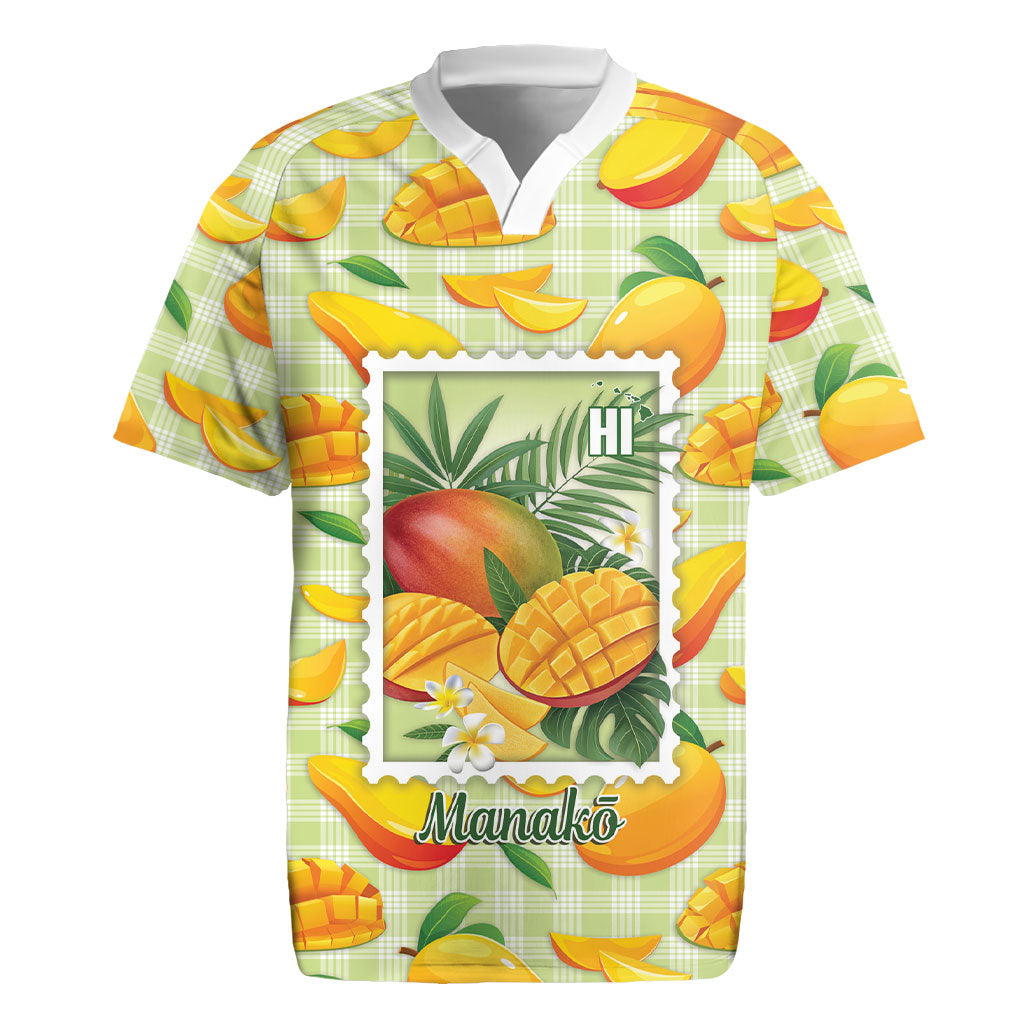Aloha Hawaii Manako Palaka Motifs Rugby Jersey Hawaiian Mango Stylized Stamp LT14 Yellow - Polynesian Pride