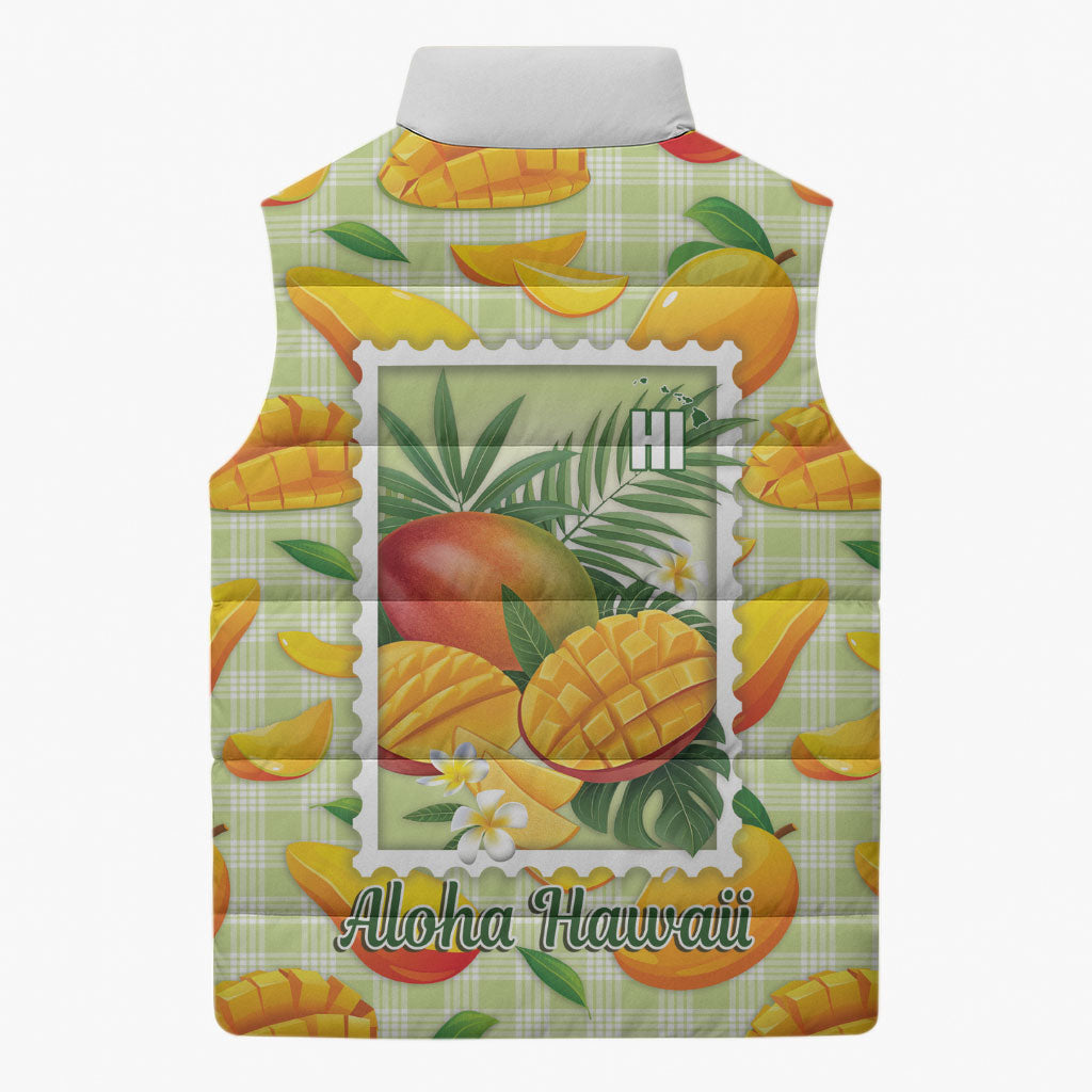 Aloha Hawaii Manako Palaka Motifs Sleeveless Puffer Jacket Hawaiian Mango Stylized Stamp LT14 - Polynesian Pride