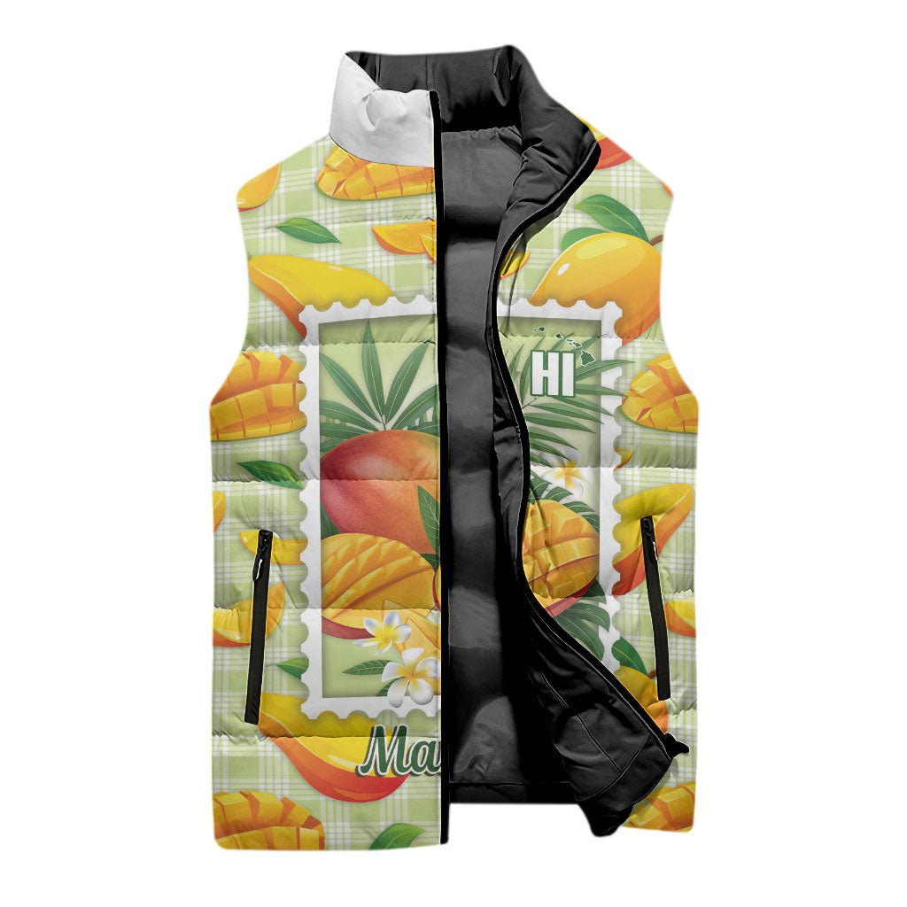 Aloha Hawaii Manako Palaka Motifs Sleeveless Puffer Jacket Hawaiian Mango Stylized Stamp LT14 - Polynesian Pride