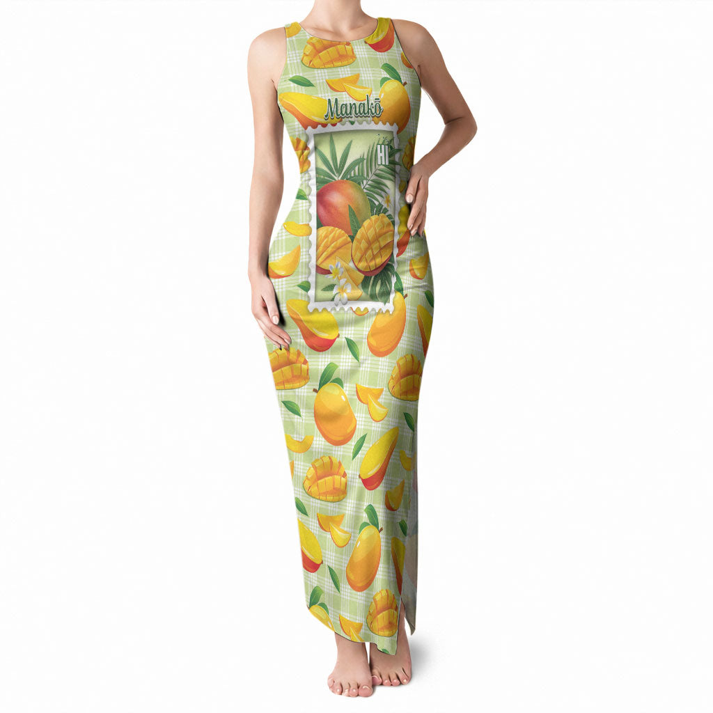 Aloha Hawaii Manako Palaka Motifs Tank Maxi Dress Hawaiian Mango Stylized Stamp LT14 Women Yellow - Polynesian Pride