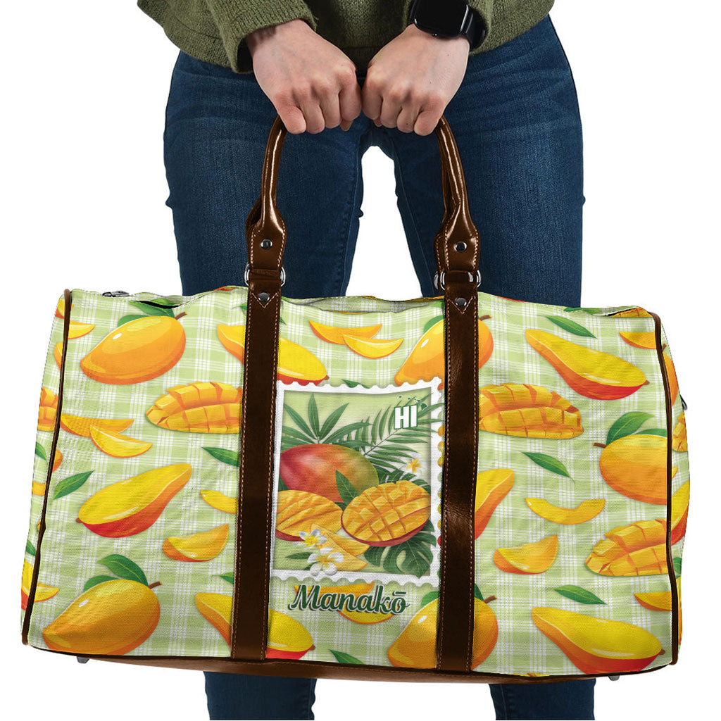 Aloha Hawaii Manako Palaka Motifs Travel Bag Hawaiian Mango Stylized Stamp LT14 Yellow - Polynesian Pride