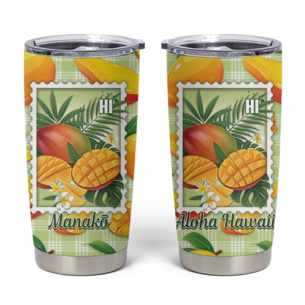 Aloha Hawaii Manako Palaka Motifs Tumbler Cup Hawaiian Mango Stylized Stamp LT14 Yellow - Polynesian Pride