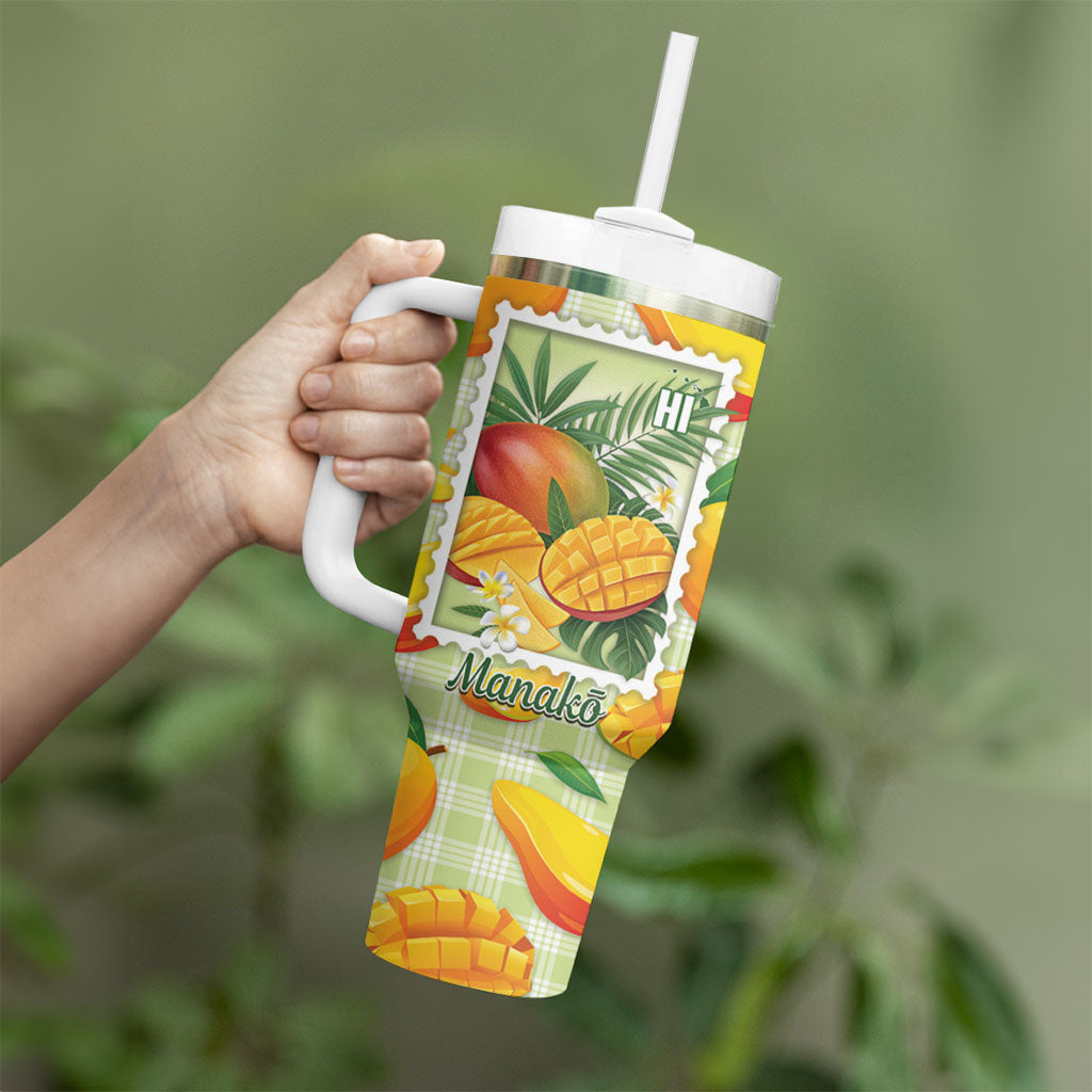 Aloha Hawaii Manako Palaka Motifs Tumbler With Handle Hawaiian Mango Stylized Stamp LT14 - Polynesian Pride