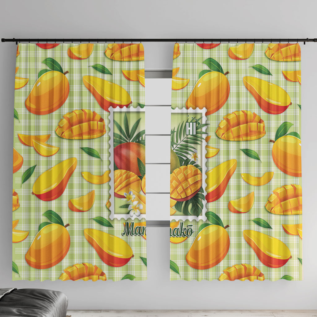 Aloha Hawaii Manako Palaka Motifs Window Curtain Hawaiian Mango Stylized Stamp LT14 With Hooks Yellow - Polynesian Pride