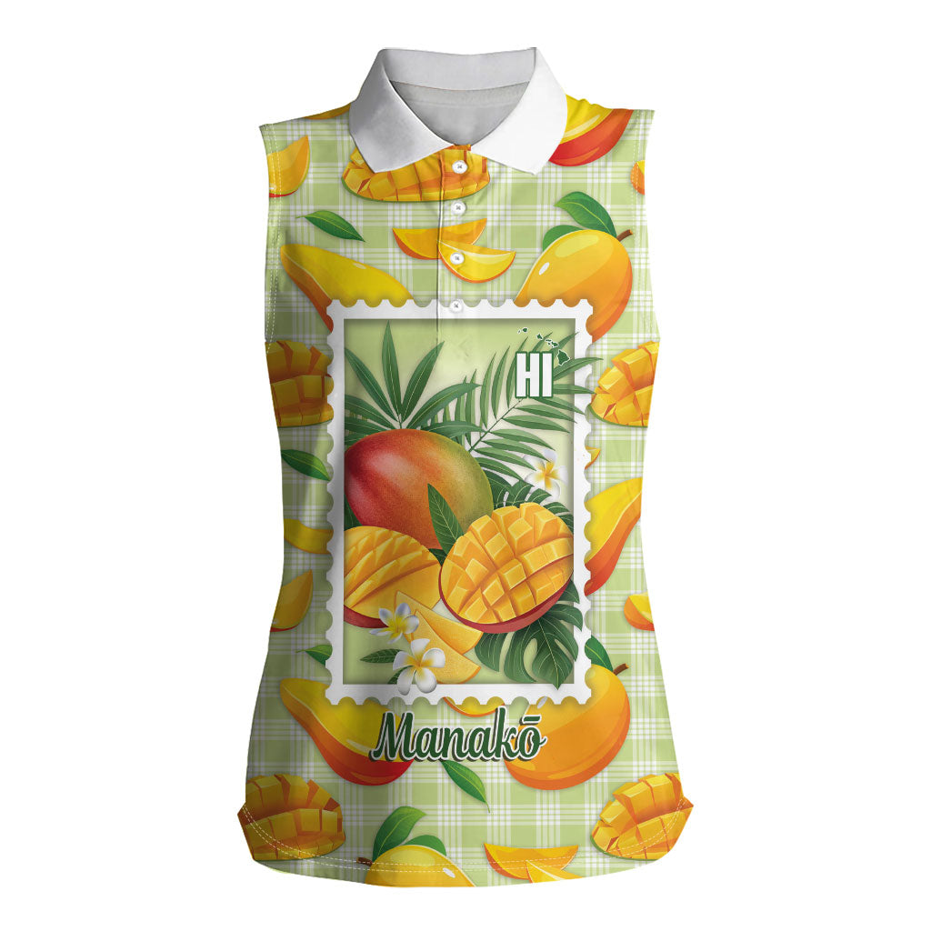 Aloha Hawaii Manako Palaka Motifs Women Sleeveless Polo Shirt Hawaiian Mango Stylized Stamp LT14 Female Yellow - Polynesian Pride