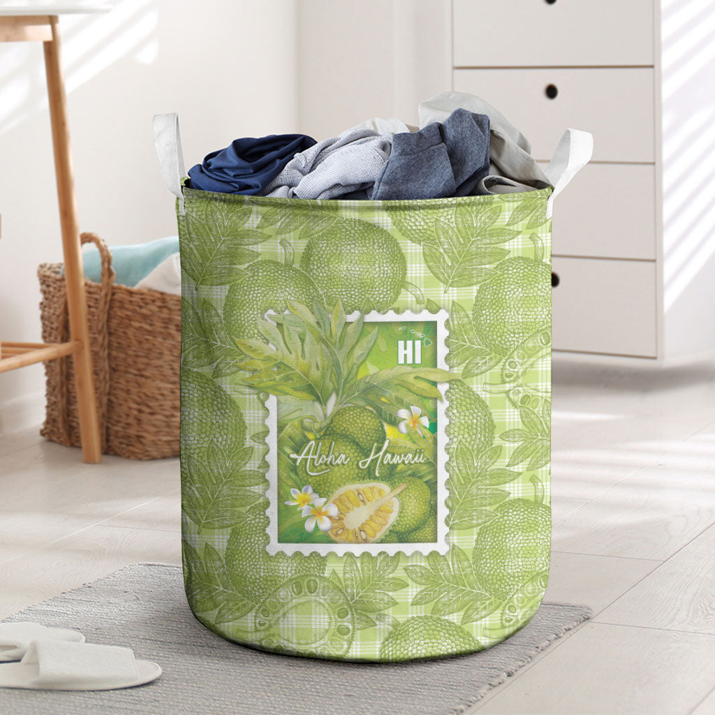Aloha Hawaii Ulu Palaka Motifs Laundry Basket Hawaiian Breadfruit Stylized Stamp LT14 Green - Polynesian Pride
