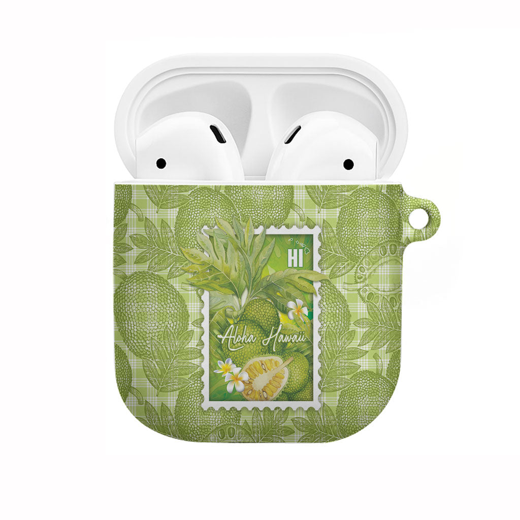 Aloha Hawaii Ulu Palaka Motifs AirPods Case Hawaiian Breadfruit Stylized Stamp LT14 Green - Polynesian Pride