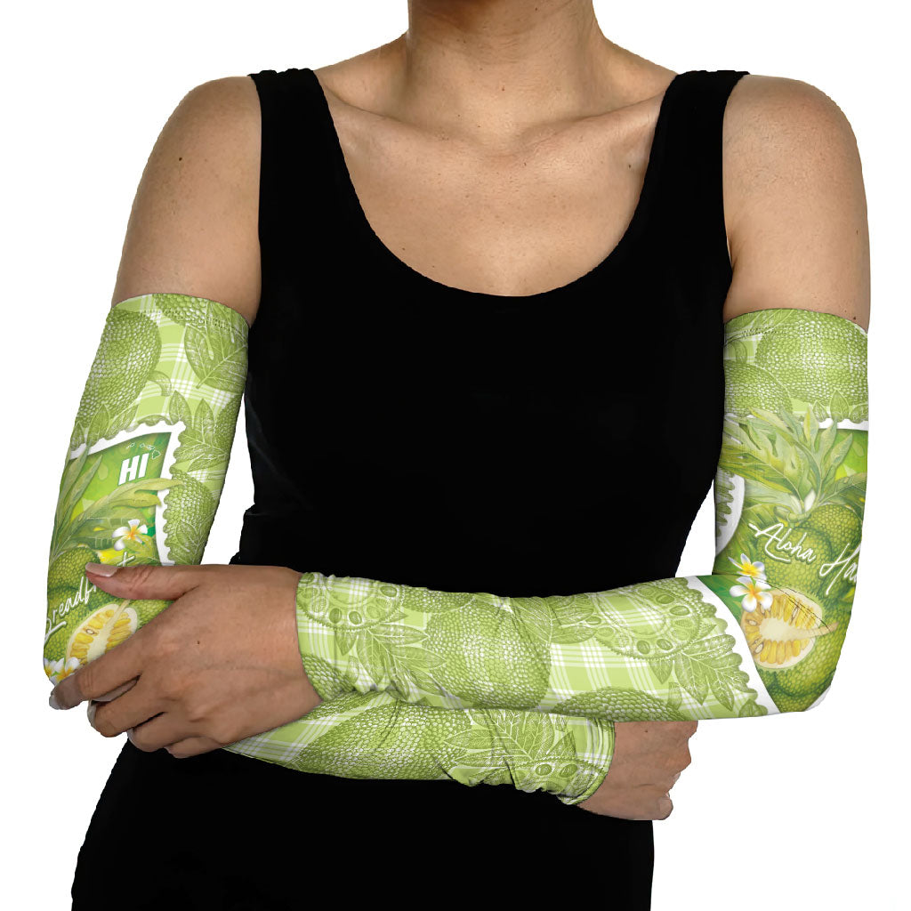 Aloha Hawaii Ulu Palaka Motifs Arm Sleeves Hawaiian Breadfruit Stylized Stamp LT14 - Polynesian Pride