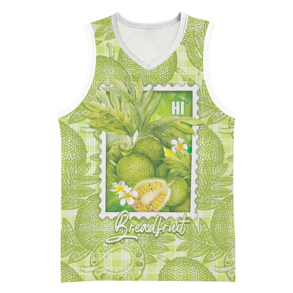 Aloha Hawaii Ulu Palaka Motifs Basketball Jersey Hawaiian Breadfruit Stylized Stamp LT14 Unisex Green - Polynesian Pride