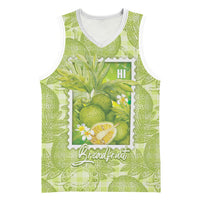 Aloha Hawaii Ulu Palaka Motifs Basketball Jersey Hawaiian Breadfruit Stylized Stamp LT14 Unisex Green - Polynesian Pride
