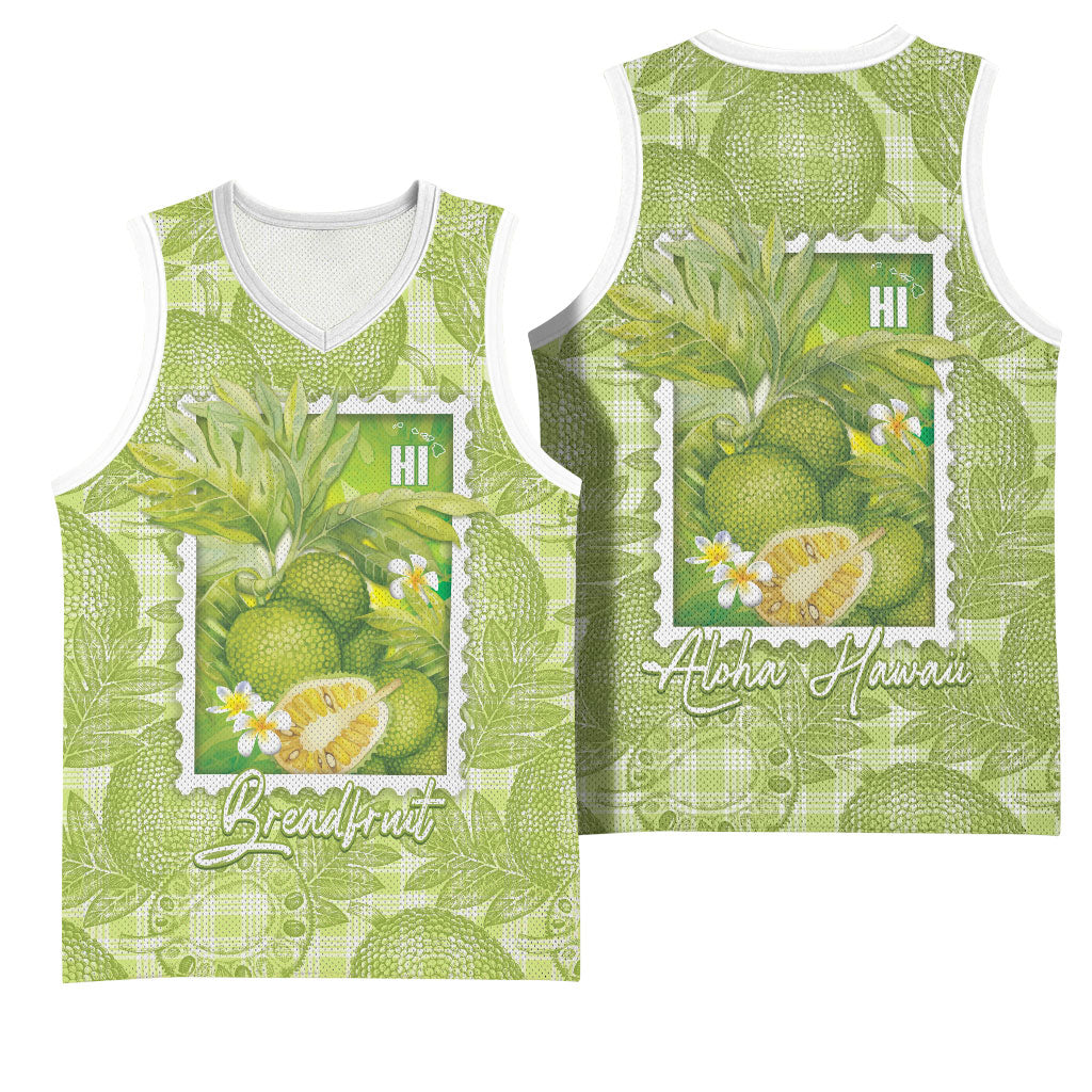 Aloha Hawaii Ulu Palaka Motifs Basketball Jersey Hawaiian Breadfruit Stylized Stamp LT14 - Polynesian Pride