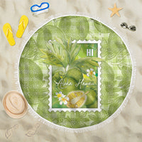 Aloha Hawaii Ulu Palaka Motifs Beach Blanket Hawaiian Breadfruit Stylized Stamp LT14 One Size 150cm Green - Polynesian Pride