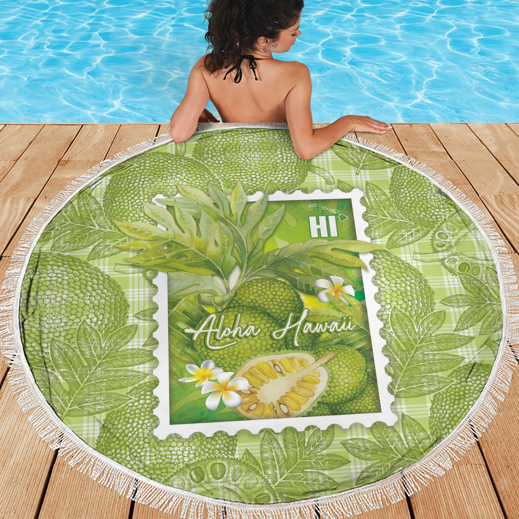 Aloha Hawaii Ulu Palaka Motifs Beach Blanket Hawaiian Breadfruit Stylized Stamp LT14 - Polynesian Pride