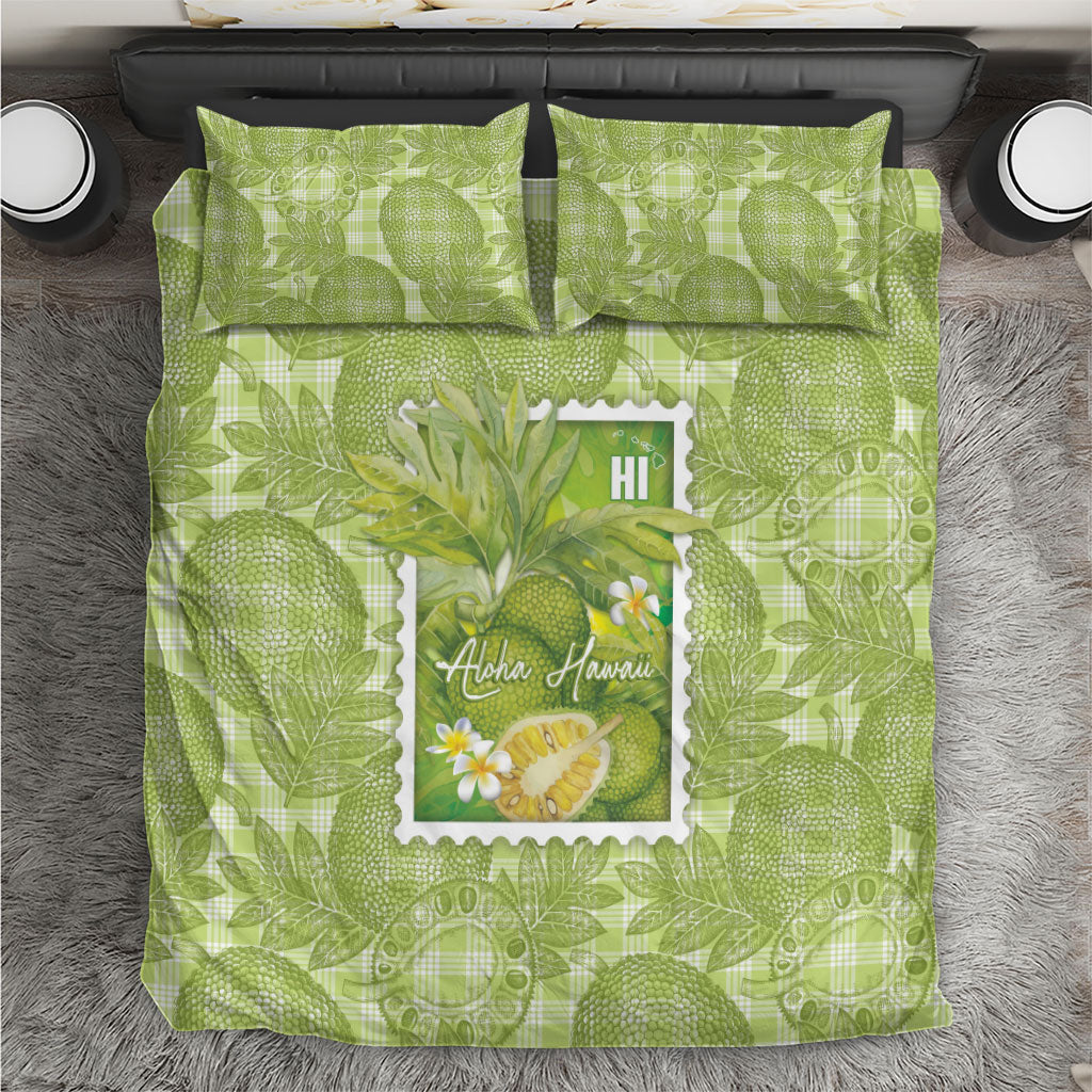 Aloha Hawaii Ulu Palaka Motifs Bedding Set Hawaiian Breadfruit Stylized Stamp LT14 Green - Polynesian Pride