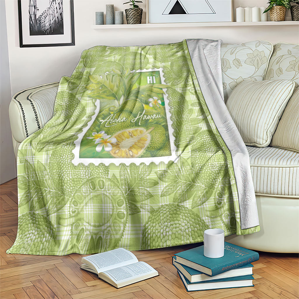 Aloha Hawaii Ulu Palaka Motifs Blanket Hawaiian Breadfruit Stylized Stamp LT14 Green - Polynesian Pride