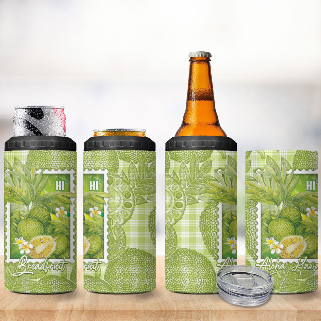 Aloha Hawaii Ulu Palaka Motifs 4 in 1 Can Cooler Tumbler Hawaiian Breadfruit Stylized Stamp LT14 - Polynesian Pride