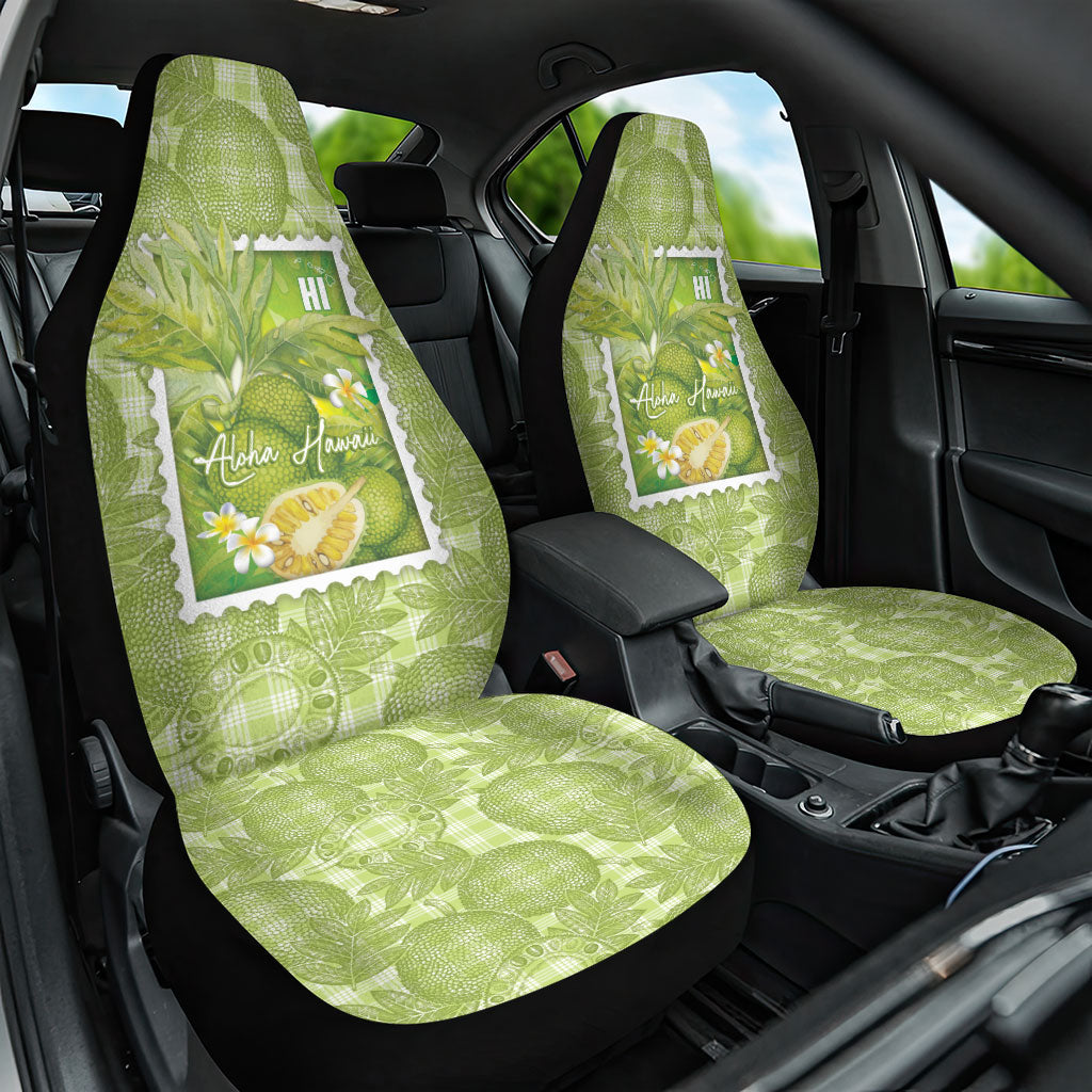 Aloha Hawaii Ulu Palaka Motifs Car Seat Cover Hawaiian Breadfruit Stylized Stamp LT14 One Size Green - Polynesian Pride