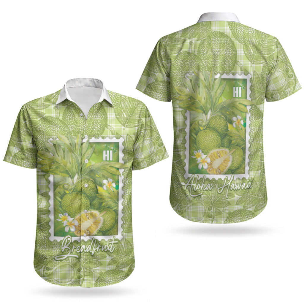 Aloha Hawaii Ulu Palaka Motifs Couples Matching Off Shoulder Maxi Dress and Hawaiian Shirt Hawaiian Breadfruit Stylized Stamp LT14 - Polynesian Pride