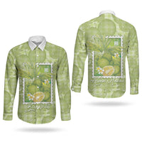 Aloha Hawaii Ulu Palaka Motifs Couples Matching Summer Maxi Dress and Long Sleeve Button Shirt Hawaiian Breadfruit Stylized Stamp LT14 - Polynesian Pride