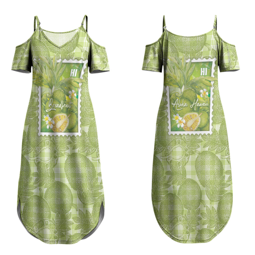 Aloha Hawaii Ulu Palaka Motifs Couples Matching Summer Maxi Dress and Long Sleeve Button Shirt Hawaiian Breadfruit Stylized Stamp LT14 - Polynesian Pride