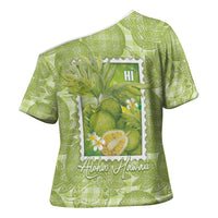 Aloha Hawaii Ulu Palaka Motifs Cross Shoulder Shirt Hawaiian Breadfruit Stylized Stamp LT14 - Polynesian Pride