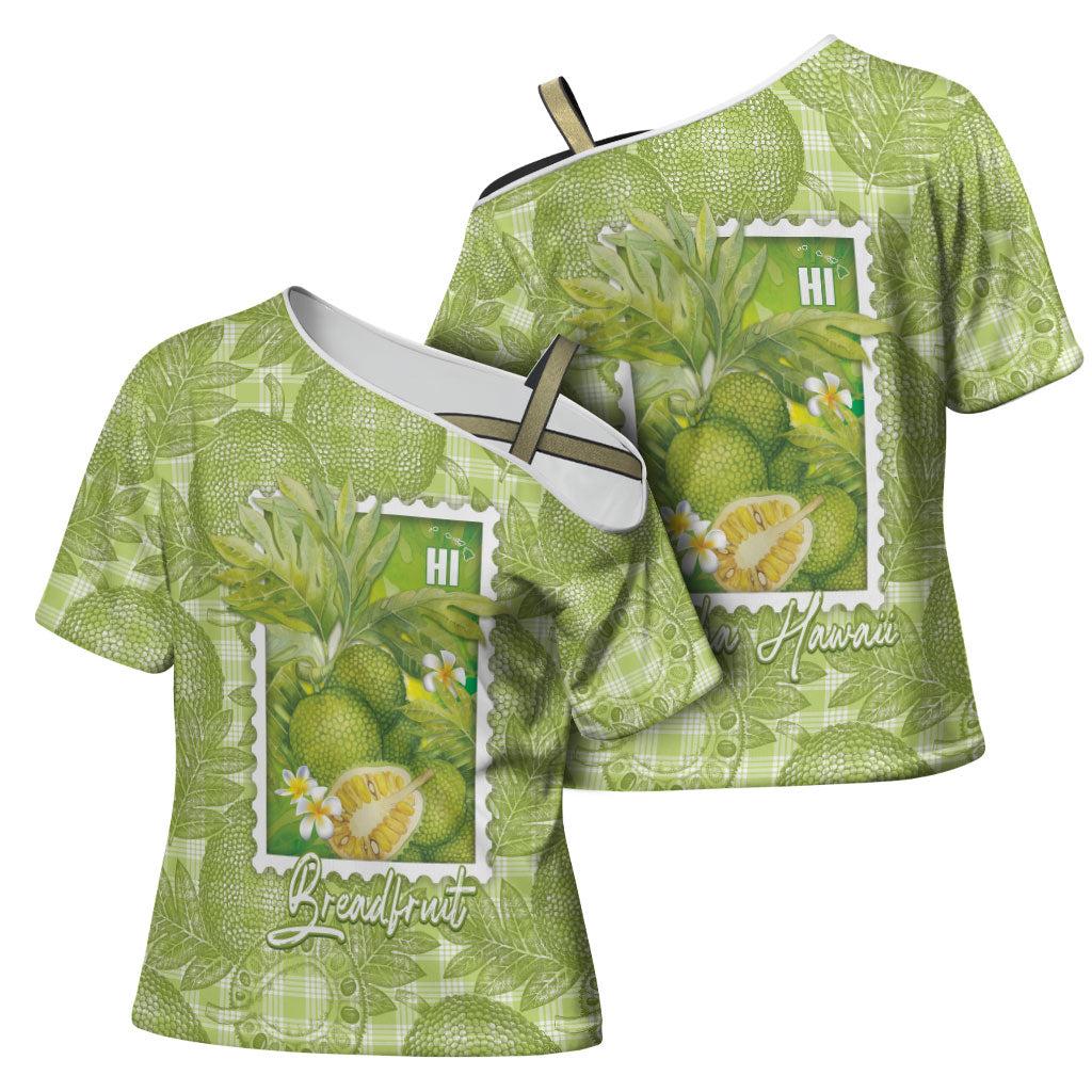 Aloha Hawaii Ulu Palaka Motifs Cross Shoulder Shirt Hawaiian Breadfruit Stylized Stamp LT14 - Polynesian Pride