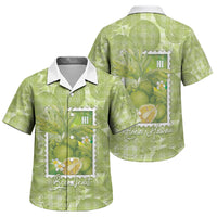 Aloha Hawaii Ulu Palaka Motifs Family Matching Off Shoulder Short Dress and Hawaiian Shirt Hawaiian Breadfruit Stylized Stamp LT14 Son's Shirt Green - Polynesian Pride