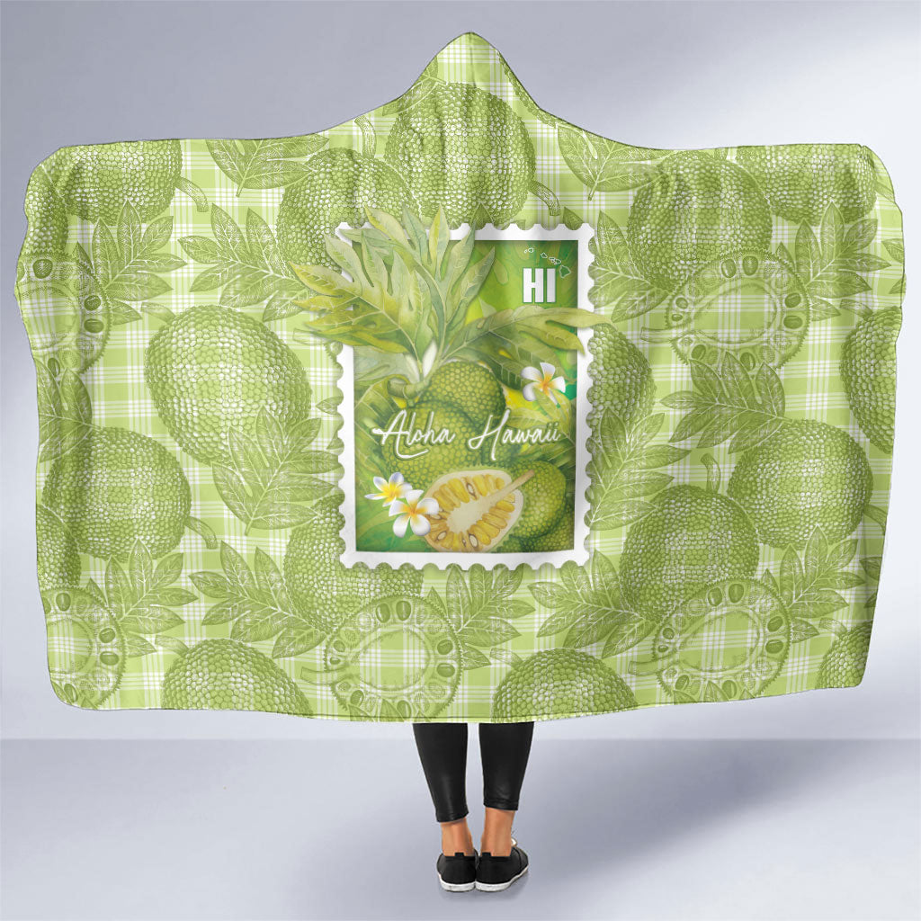 Aloha Hawaii Ulu Palaka Motifs Hooded Blanket Hawaiian Breadfruit Stylized Stamp LT14 One Size Green - Polynesian Pride