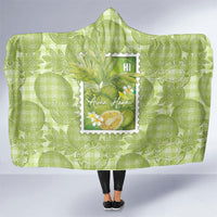Aloha Hawaii Ulu Palaka Motifs Hooded Blanket Hawaiian Breadfruit Stylized Stamp LT14 One Size Green - Polynesian Pride